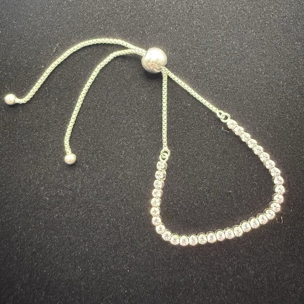 Authentic Pandora Sterling Silver Sparkling CZ Strand Bracelet 8.25”